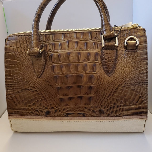 Brahmin Brown and Cream Crocodile Embossed Satchel - Picture 2 of 9